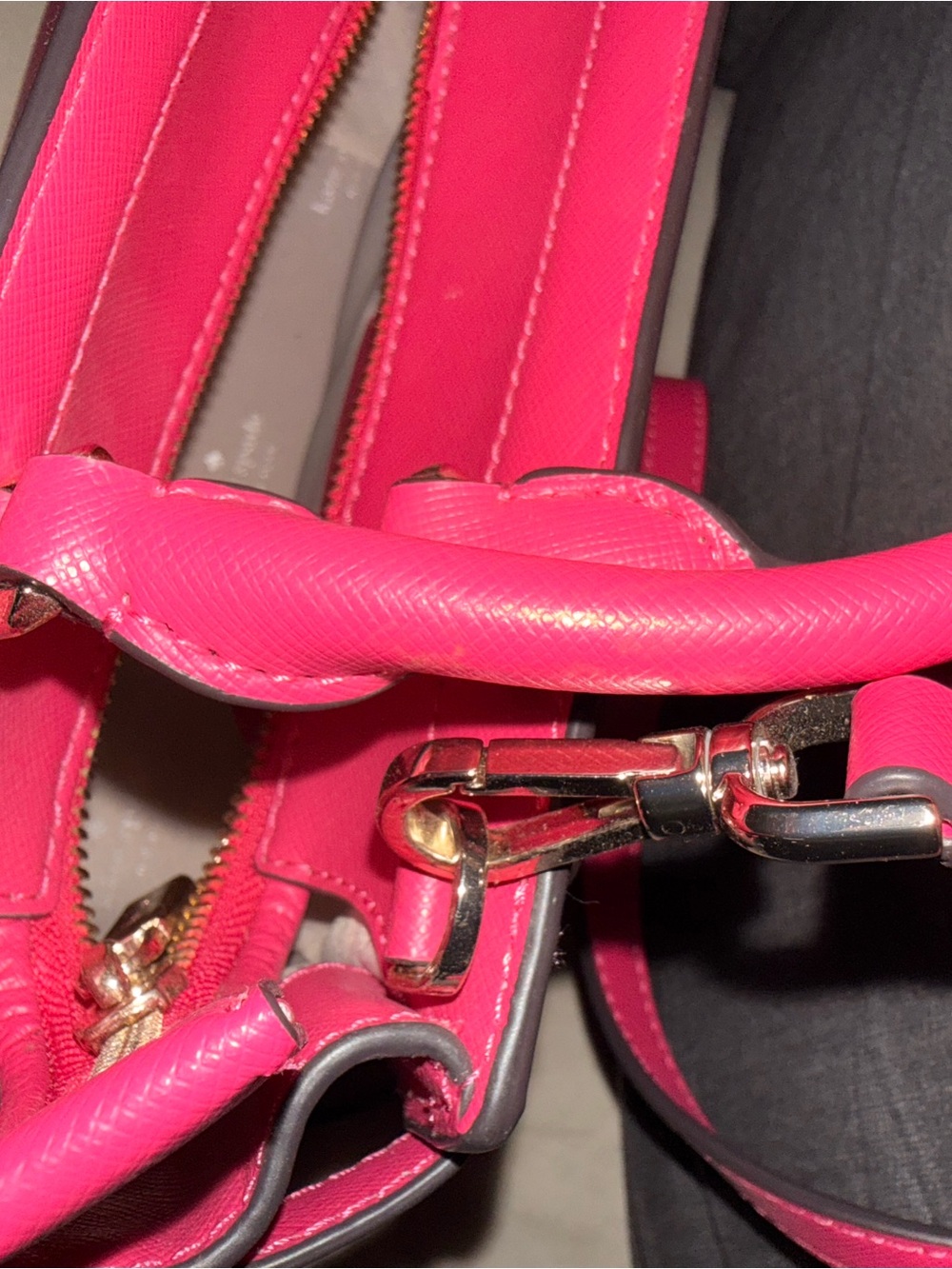 kate spade Bright Pink Leather Satchel with Crossbody Strap - Picture 9 of 13